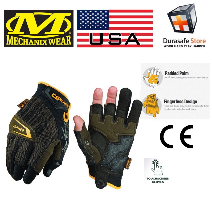 MECHANIX CG4F29 CG4x Framer Fingerless Glove Brown Durasafe Shop