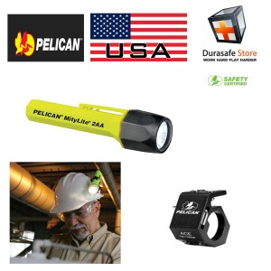 Pelican 2420C MityLite Waterproof Flashlight include helmet clip and 4 AA-cell Batteries