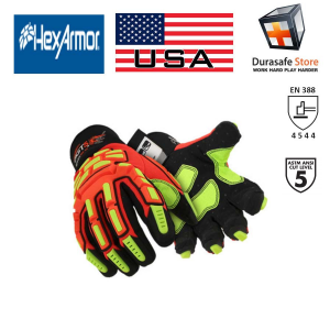 HEXARMOR 4021X Gator Grip GGT5 MUD Oil & Gas Industry Impact, Cut & Puncture Resistant Glove Orange
