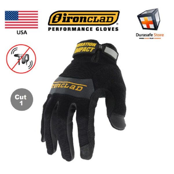 IRONCLAD WWI Vibration Impact 100% Silicone Gel Palm Pads Glove Black, USA, Size S - 2XL