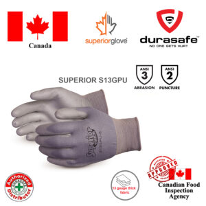 SUPERIOR S13GPU Superior Touch Polyurethane Nylon Palm Coated Glove Grey Size 7-10