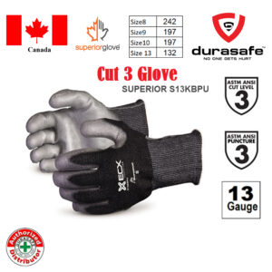SUPERIOR S13KBPU Emerald CX Cut-Resistant Polyurethane Palm Coated Glove Black Size 8 - 10