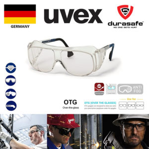 UVEX 9161005 Over-the-Glass (OTG) Safety Glasses Blue Frame Clear Optidur NCH Len