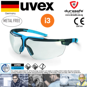 UVEX 9190275 I-3 Safety Glasses Blue Frame Clear Supravision HC-AF Len