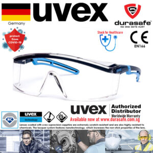 UVEX 9164065 Astrospec 2.0 Safety Spectacle Blue/Light Blue Frame Clear Supravision Sapphire Len