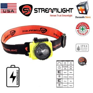 STREAMLIGHT 61605 Double Clutch Rechargeable Headlamp with C4 LED and Rubber Head Strap for Hardhat