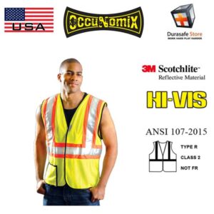 OCCUNOMIX LUX-SSCOOL2 Premium Two-Tone High Visibility Cool Mesh Vest Yellow, Size M-XL
