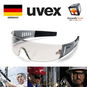 UVEX 9210085 Racer CT Carbon Safety Glasses Silver/Black Frame Clear Ultradura Lens