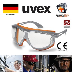 UVEX 9175275 Skyguard NT Safety Glasses Grey/Orange Frame Clear Supravision HC-AF Len