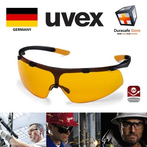 UVEX 9178855 Super Fit Safety Glasses Black Frame Gold Variomatic Len