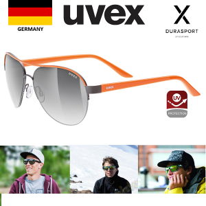 UVEX S5309436616 Uvex LGL 25 Sports Eyewear Mirror Smoke Len Orange Frame Sunglasses