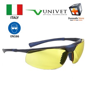UNIVET 5X3 Safety Eyewear Blue Frame Yellow Anti-Fog Len