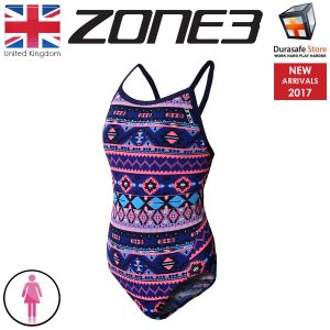 ZONE3 Women Aztec Bound Back Swim Costume Size 30-40