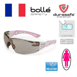 BOLLE Rush+ Pink/White CSP Anti-Scratch/Anti-Fog Lens and Platinum Coating Safety Glasses