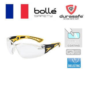 BOLLE Rush+ Black/Yellow Frame Clear Anti-Scratch/Anti-Fog Lens and Platinum Coating