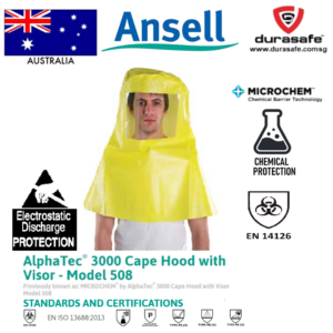 ANSELL Alphatec 3000 Cape with Hood/Visor Yellow - Model 508