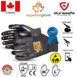 SUPERIOR S18TAFGFN TenActiv™ 18-Gauge Composite Filament Fiber Level-A4 Cut-Resistant Knit with Foam Nitrile Palms Gloves, Size M-L