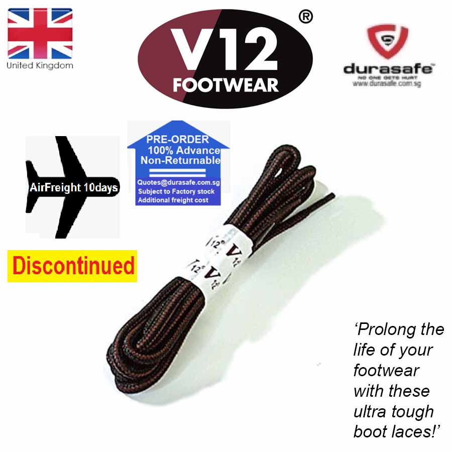 V12 LCBR Brown Strong Boot Laces, 140cm (Sold per Pair) Durasafe Shop