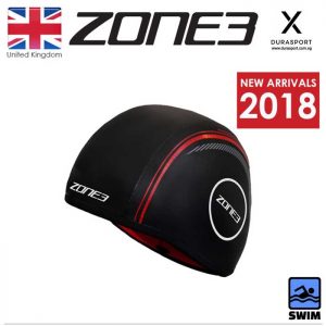 ZONE3 Neoprene Strapless Swim Cap Black/Red, Size M-L