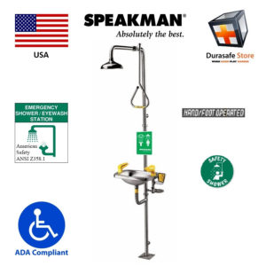 SPEAKMAN - USA SE-623-HFO All Stainless Steel Combination Emergency Shower & Eyewash Station with Hand & Foot Peddle
