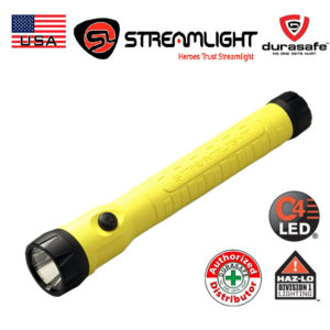 STREAMLIGHT 76410 PolyStinger C4 LED HAZ-LO Rechargeable Yellow Flashlight Intrinsically Safe with 240 volt AC/12 volt DC Fast Charger