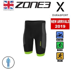 ZONE3 Men's Aquaflo Plus Tri Short- Black/Grey Neon Green