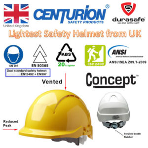 CENTURION S08CYRF Concept Rachet Vented ABS Helmet with Terylene Crade, 30mm Slot, Yellow