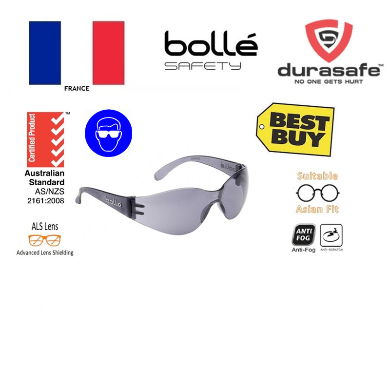 BOLLE 1667202A Bandido Asian Smoke Safety Glasses AS/NZS 2161:2008