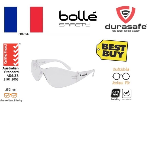 BOLLE 1667201A Bandido Asian Clear Safety Glasses AS/NZS 2161:2008