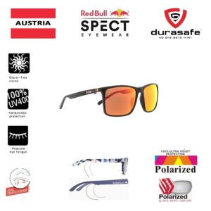 RED BULL SPECT SUNGLASSES | BOW-002P | POLARIZED | BLACK FRAME | RED MIRROR LENS