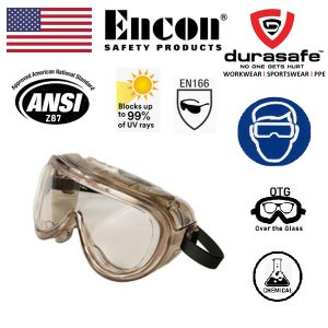 ENCON 160 Goggle (ENC05068204), Clr Anti-Fog Lens Gry Frame, Impact/Chemical