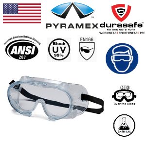 PYRAMEX G204T Chemical Goggles - Clear Lens, Indirect Vent