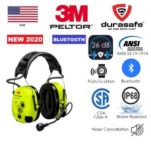 3M PELTOR WS ProTac XPI Level Dependent Bluetooth® Headset MT74H52A-110 CH-3, FLX2, Headband, Yellow, NRR 26 dB, CSA A