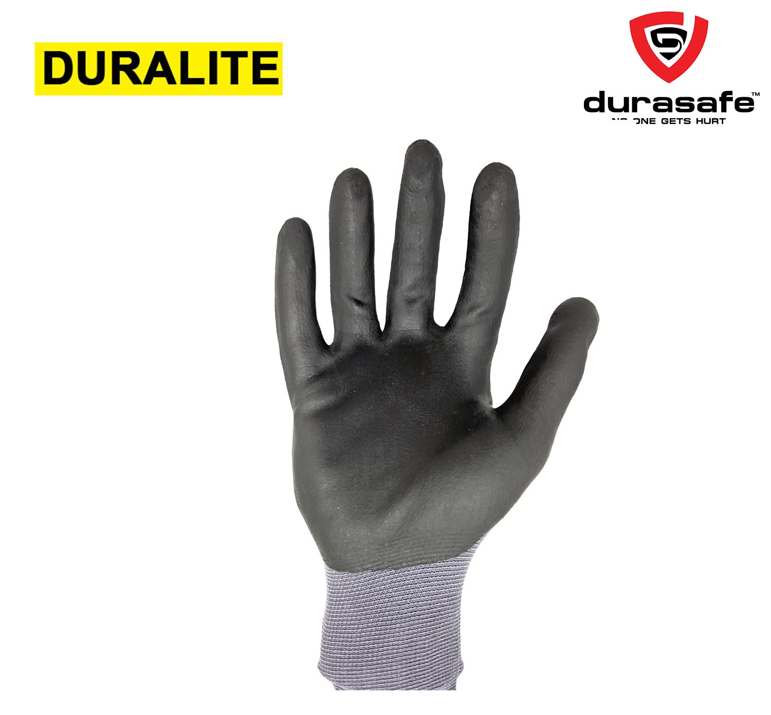 MaxGlove Duralite 9" Gray PU Nitrile Palm Coated Knitted Nylon Glove