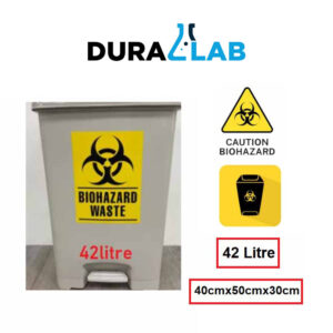 DURALAB BioHazard 45L Grey Foot Pedal Plastic Waste Bin