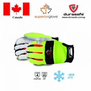 SUPERIOR MXGKGHVTL Clutch Gear® Hi-Viz Winter Mechanics Glove with Goat-Grain Palms Size 9