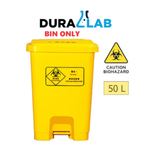 DURALAB BioHazard Waste Bin 50L Yellow Foot Pedal