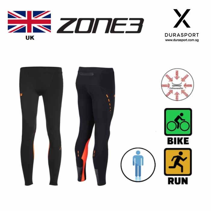 Zone3 Men RX3 Medical Grade Compression Tights Black/Neon Orange Size S-XL  - Durasafe Shop