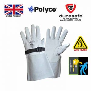 POLYCO Electricians Leather Protector Gauntlet (With Buckle) To Wear Over Electrician Glove