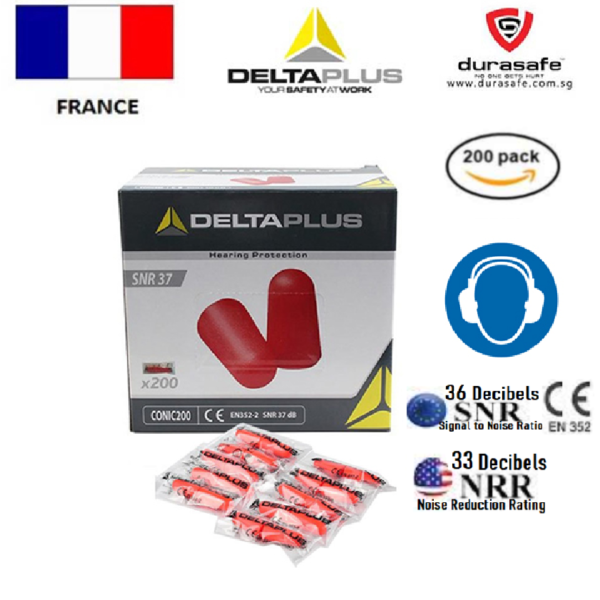 DELTAPLUS CONIC200 Polyurethane Earplugs (200prs/box)