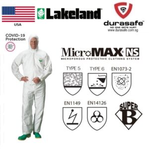 LAKELAND AMN428E MicroMax™​ NS coverall with elasticated hood, cuffs, waist and ankles Size M-2XL