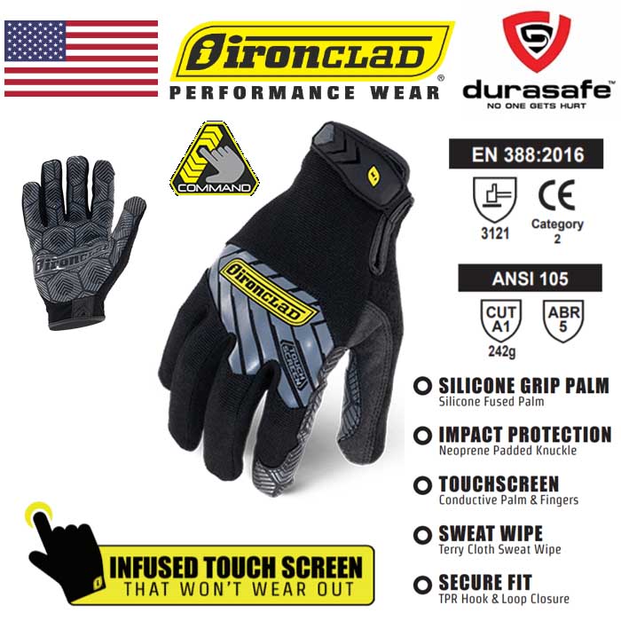 IRONCLAD IEXMGG COMMAND Grip Glove Black, Size MXL Durasafe Shop