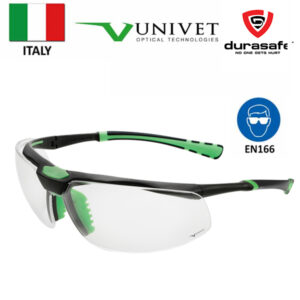 UNIVET 5X3 Safety Spectacle Black Frame Clear Anti-Fog Len