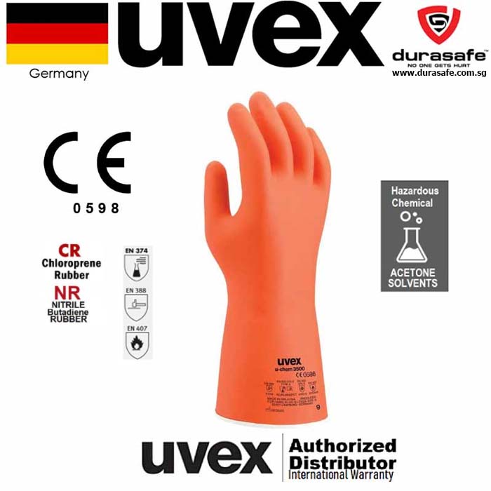 UVEX 60188 UChem 3500 Chemical protection glove Size 9,10 Protect Against Acetone, Solvent