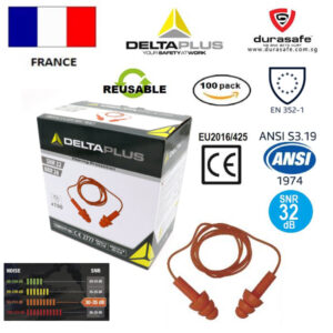 DELTAPLUS CONICFIT100 Reusable Silicone Earplug w/Cord (100prs/box)