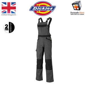 DICKIES IN4001 IND260 Bib and Brace, Grey/Black