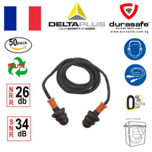 DELTAPLUS CONICFIR050 Reusable Thermoplastic Corded Earplugs (50prs/box, 1 pair)