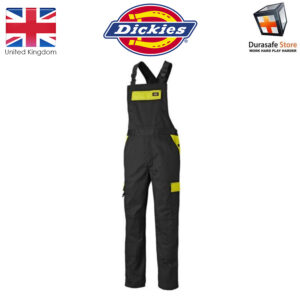 DICKIES ED24/7 Everyday Bib and Brace Overalls, Black/Yellow
