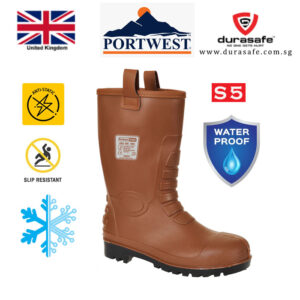 PORTWEST FW75 Tan PVC Winter Safety Boots Fur Lined Size 41-46
