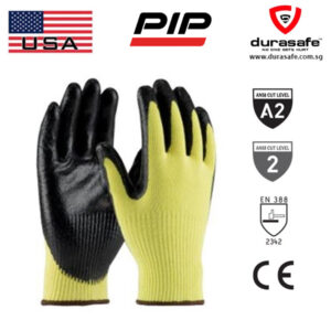 PIP G-Tek® KEV™ Cut-Resistant Kevlar Nitrile Coated Gloves ANSI A2 EN 3, Yellow/Black, Size S